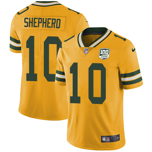 Nike Packers #10 Darrius Shepherd Yellow Youth 100th Season Stitched NFL Limited Rush Jersey